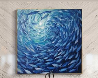 An oil painting of a beautiful blue ocean 3D prompt