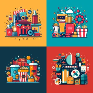 Midjourney Prompt for Cinema and Movies Flat Design