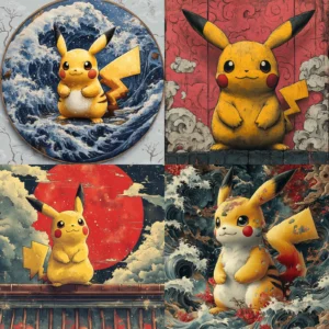Midjourney Prompt: Bring your favorite Pokémon to life in stunning traditional Japanese art style!